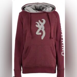 Browning Maroon and Grey Long Sleeve Hoodie ladies size medium